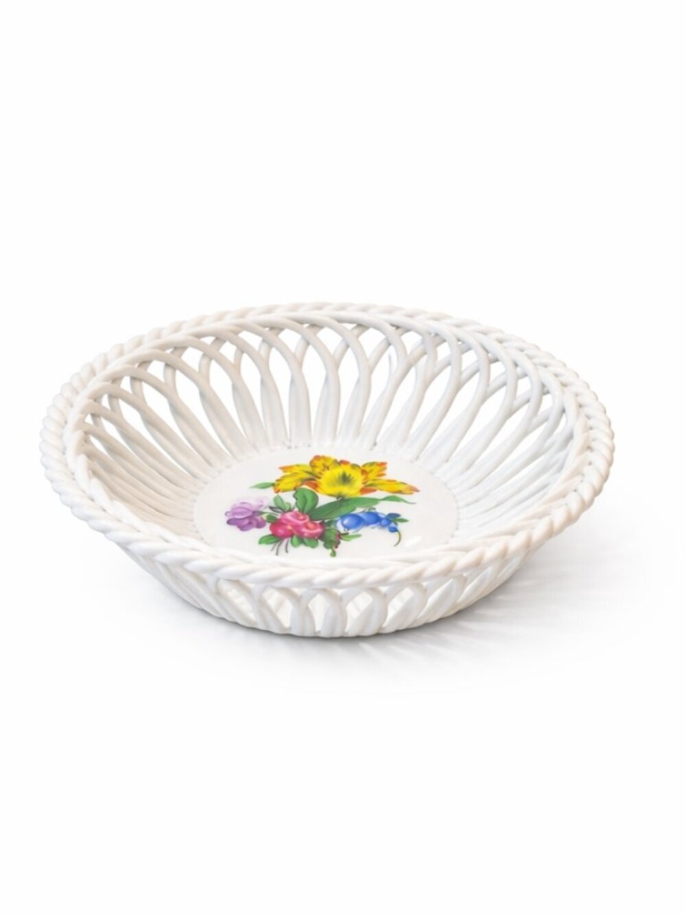 Herend Printemps BT Hand-Painted Porcelain Openwork Floral Bowl